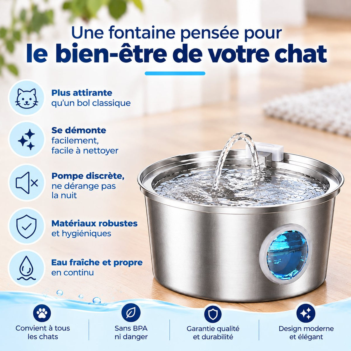 Fontaine à eau automatique arc-en-ciel Sensatine pour chat